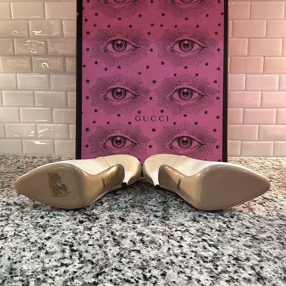 BRAND NEW RARE White Never Worn Gucci Elasia Heels with Removable Pearl Bows - Picture 7 of 13